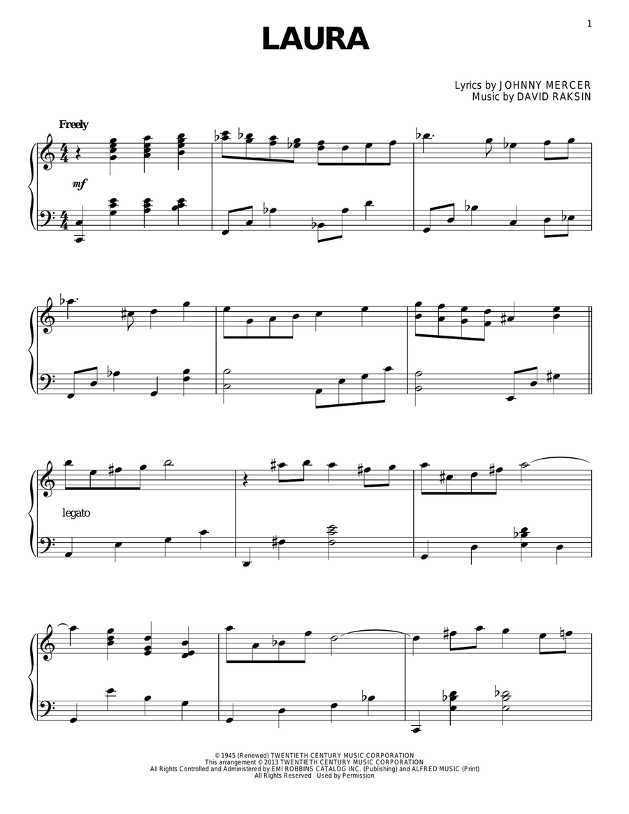 Laura Piano Solo scores gallery preview page 1