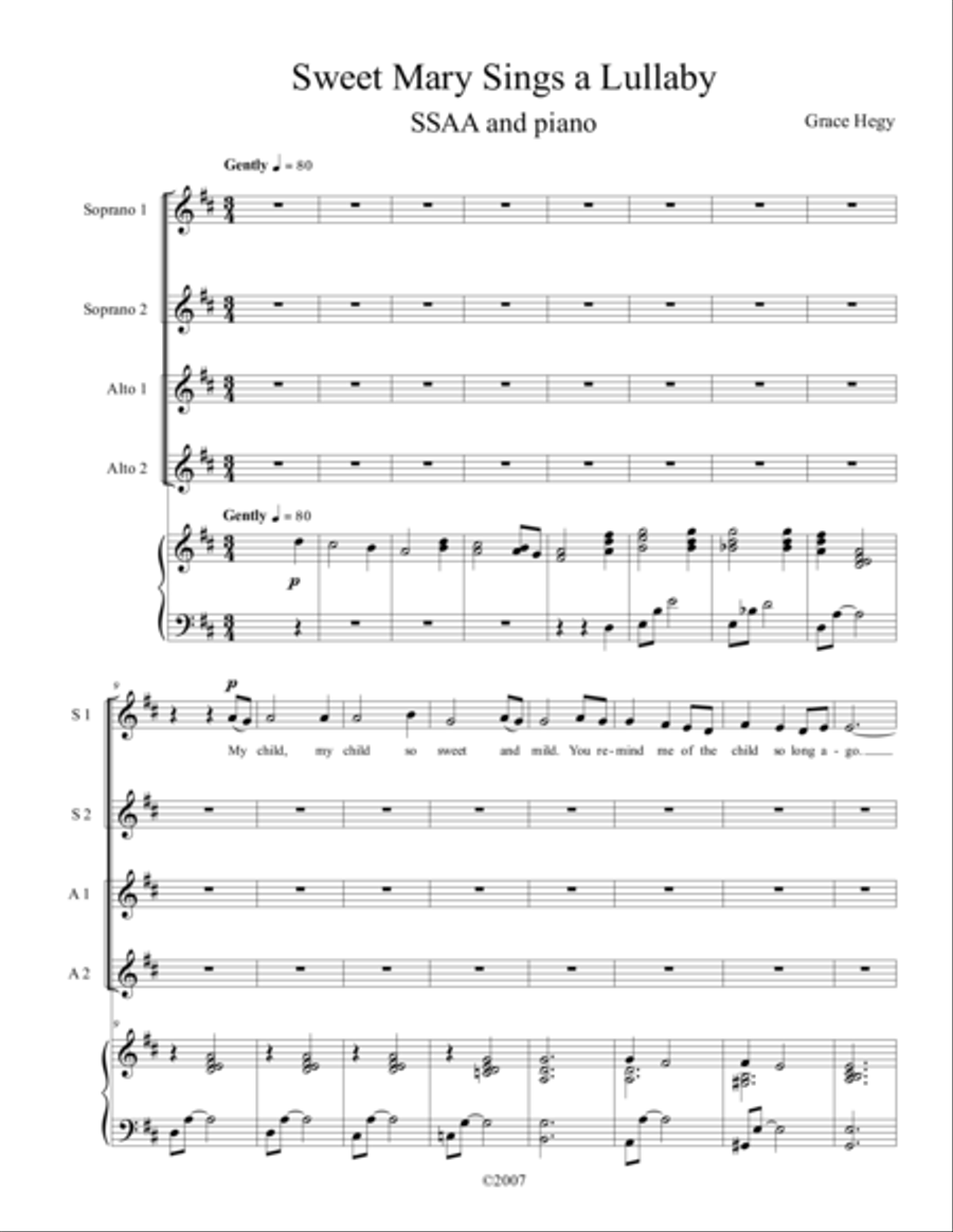 Sweet Mary Sings a Lullaby SSAA scores gallery preview page 2