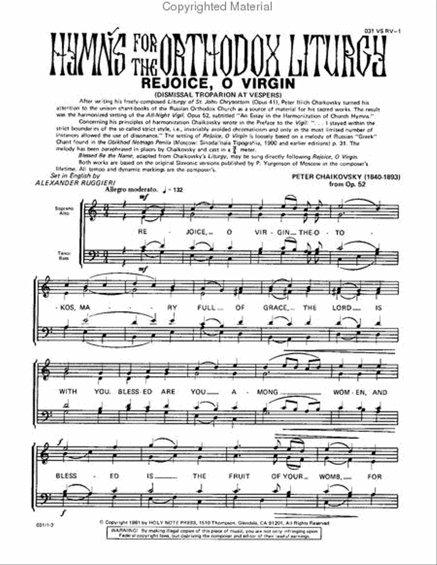 Rejoice, O Virgin 4-Part scores gallery preview page 2