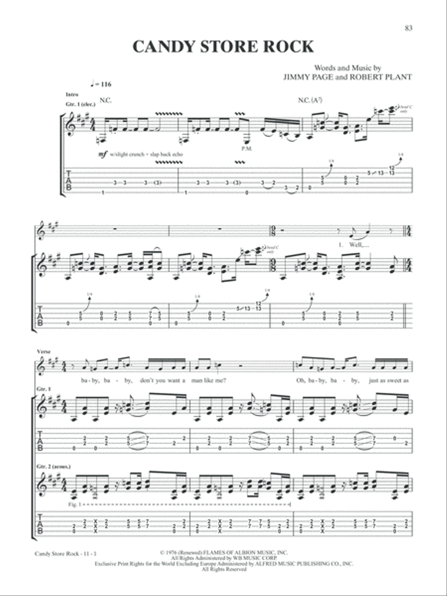 Led Zeppelin -- Presence Platinum Guitar Guitar Tablature scores gallery preview page 9