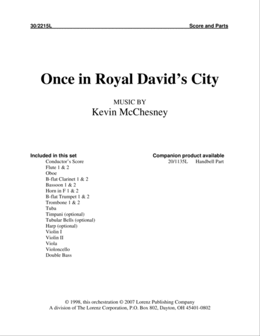 Once In Royal David's City - Orchestral Score and Parts Full Orchestra scores gallery preview page 1