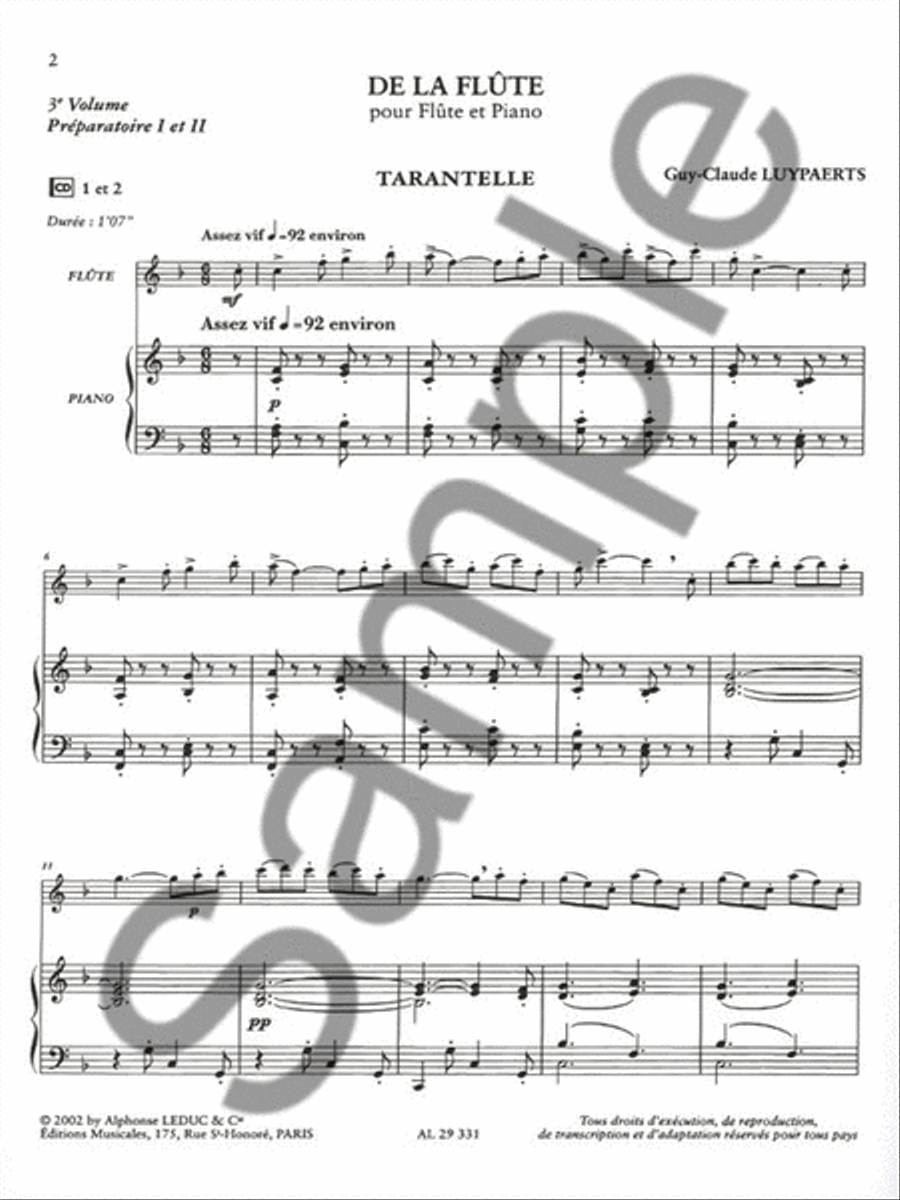 Luypaerts De La Flute Volume 3 Preparatoire 1 Et 2 Flute Cd Flute Duet scores gallery preview page 2