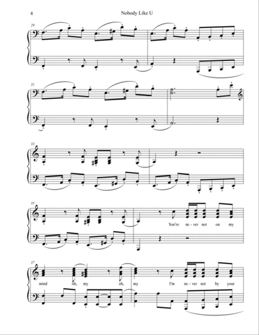 Nobody Like U Piano Solo scores gallery preview page 4