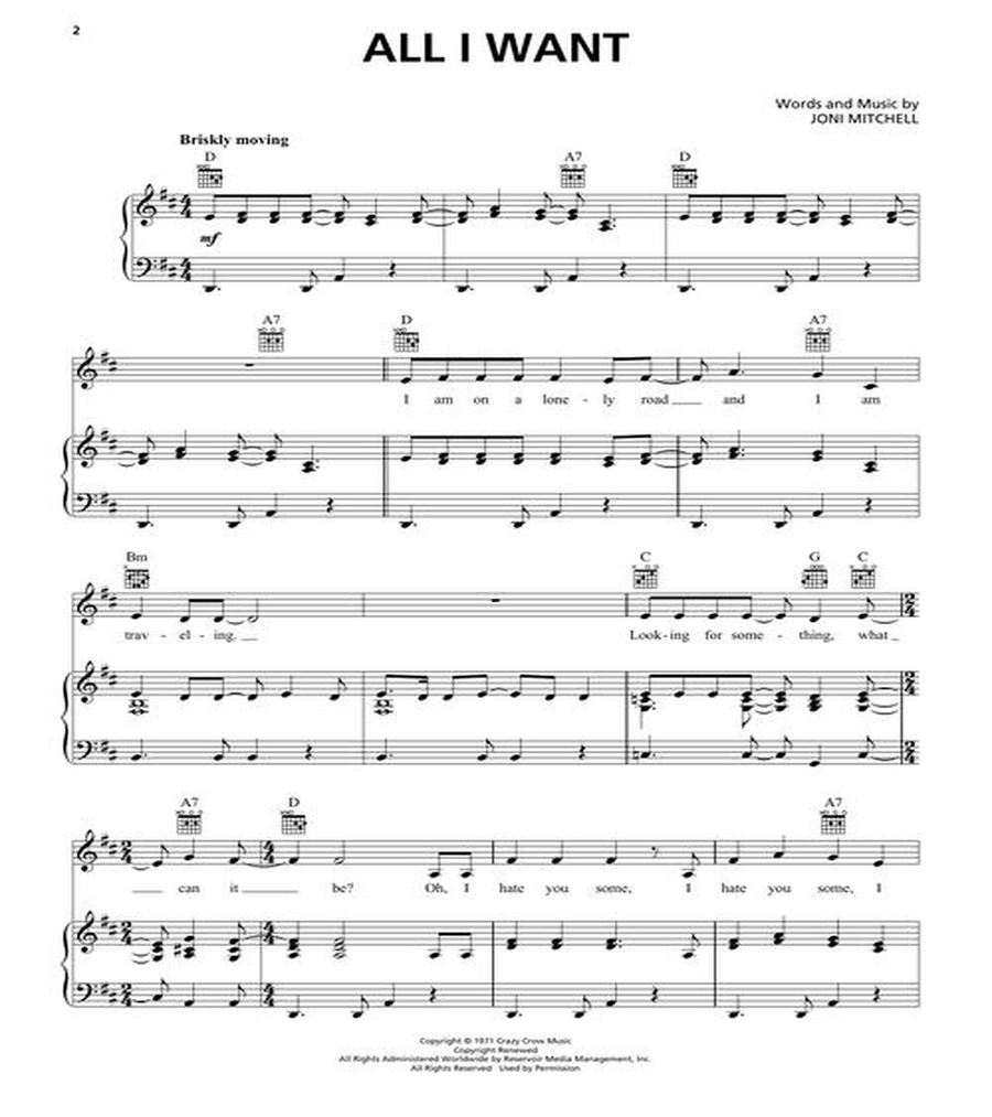 The Joni Mitchell Sheet Music Collection Piano, Vocal, Guitar scores gallery preview page 4