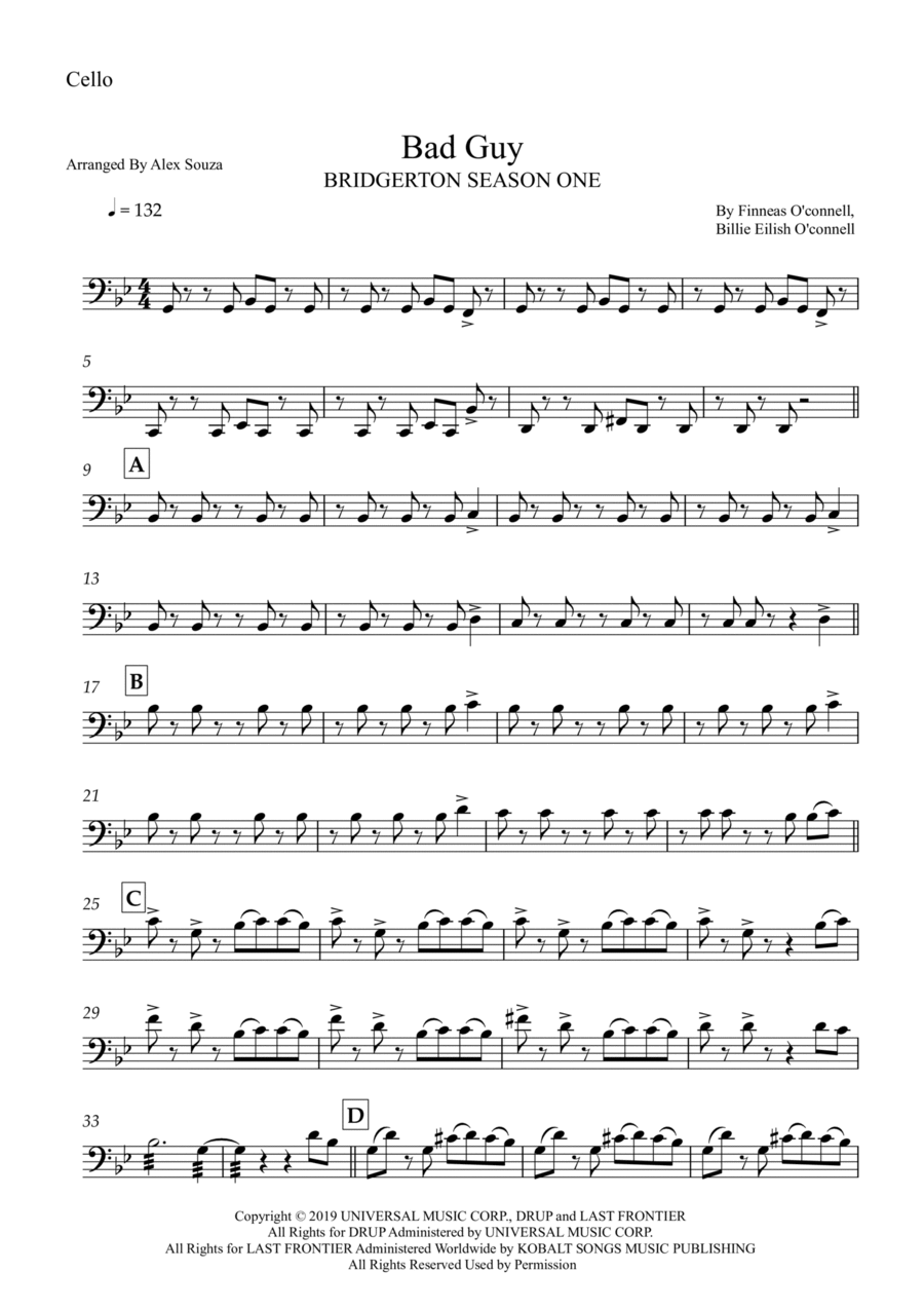 Bad Guy Bad Guy Cello Solo scores gallery preview page 1