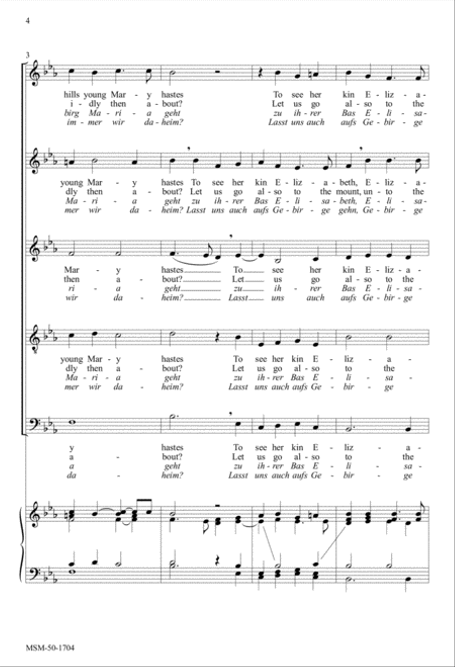 Over the Hills Young Mary Hastes/Übers Gebirg Maria geht SSATB scores gallery preview page 3