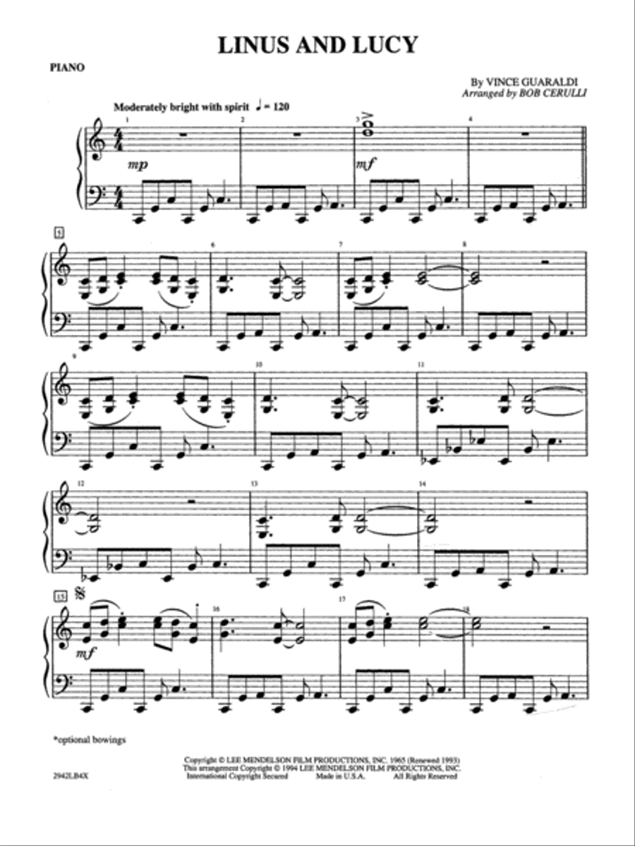 Linus and Lucy: Piano Accompaniment Orchestra scores gallery preview page 1