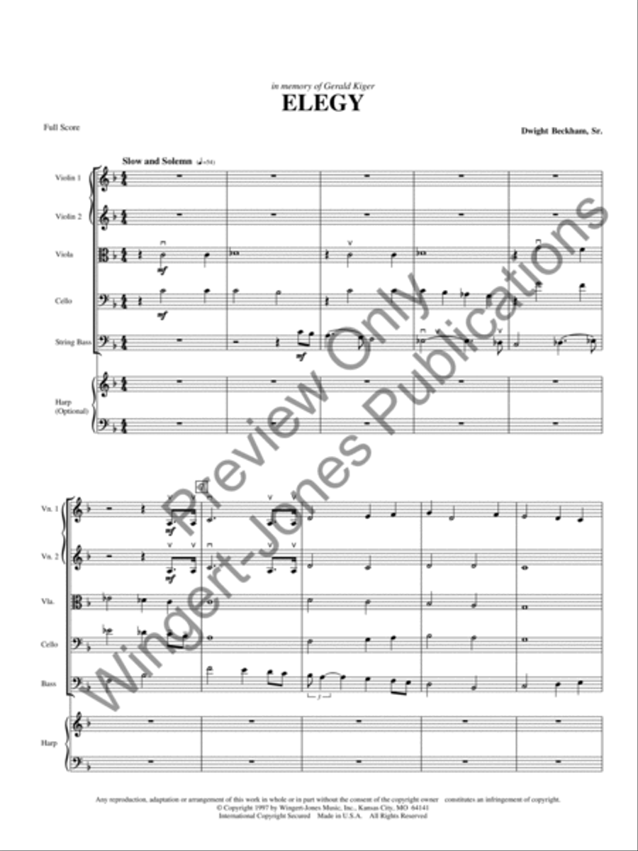 Elegy Elegy String Orchestra scores gallery preview page 4