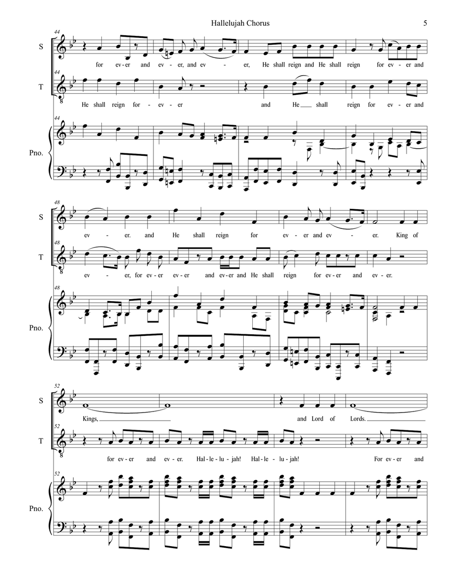 Hallelujah Chorus (2-part choir - (Soprano and Tenor) 2-Part scores gallery preview page 5
