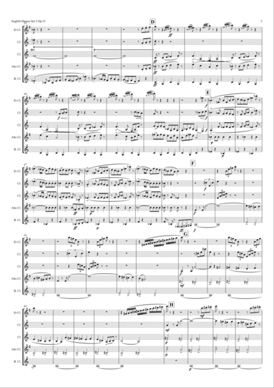 English Dances Set 2 Clarinet Quintet scores gallery preview page 3