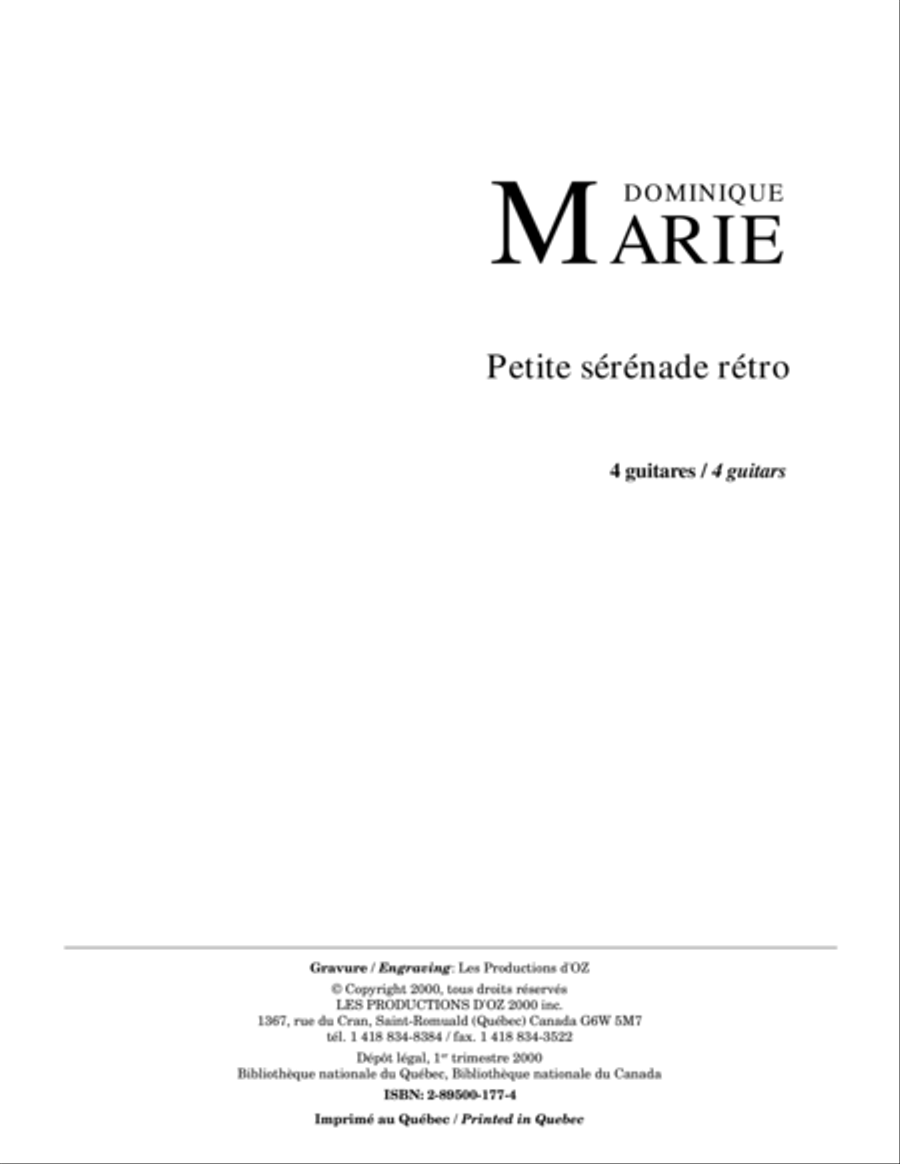 Petite sérénade rétro Petite sérénade rétro Guitar Ensemble scores gallery preview page 1