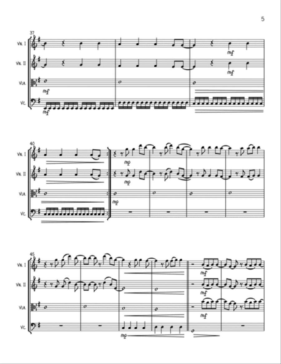 Dancing On My Own String Quartet scores gallery preview page 5