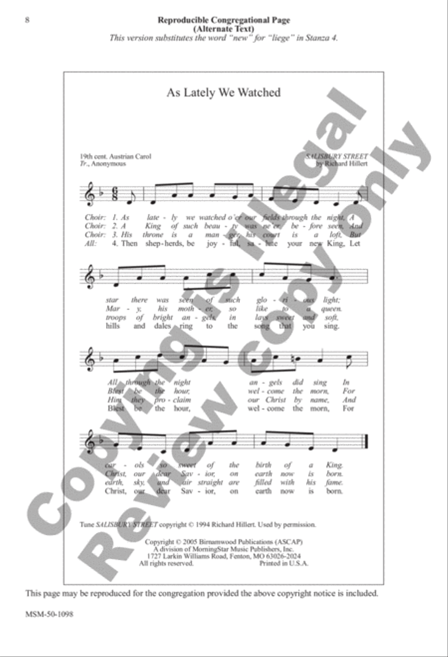 As Lately We Watched 4-Part scores gallery preview page 8