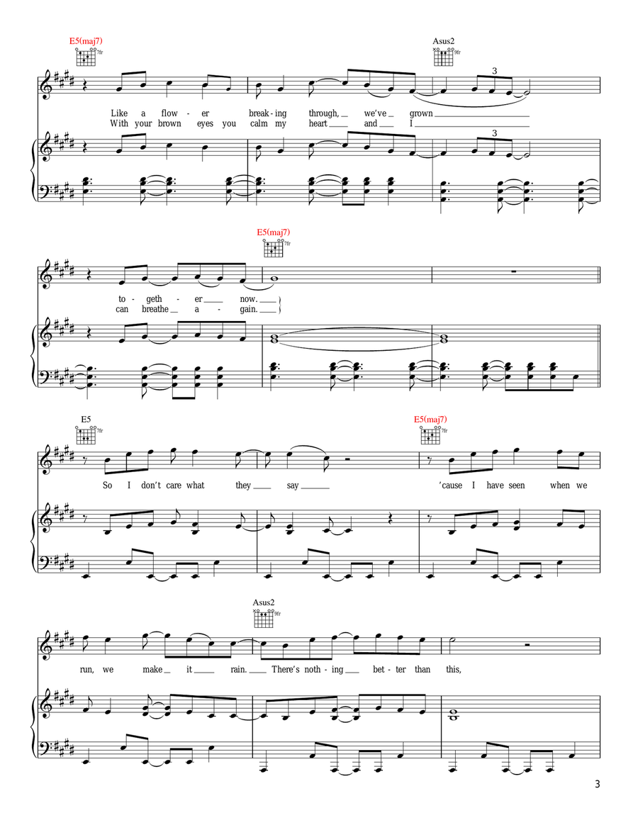 Make It Rain Piano, Vocal, Guitar scores gallery preview page 3