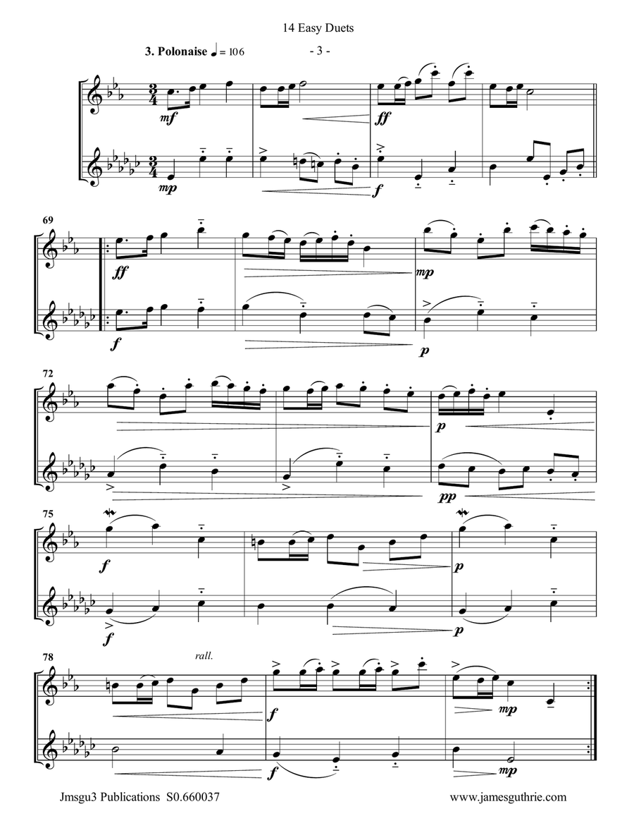 Bach: 14 Easy Duets for Oboe & Oboe d'Amore Woodwind Duet scores gallery preview page 3