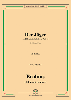 Book cover for Brahms-Der Jager,WoO 32 No.2,in B flat Major,for Voice and Piano