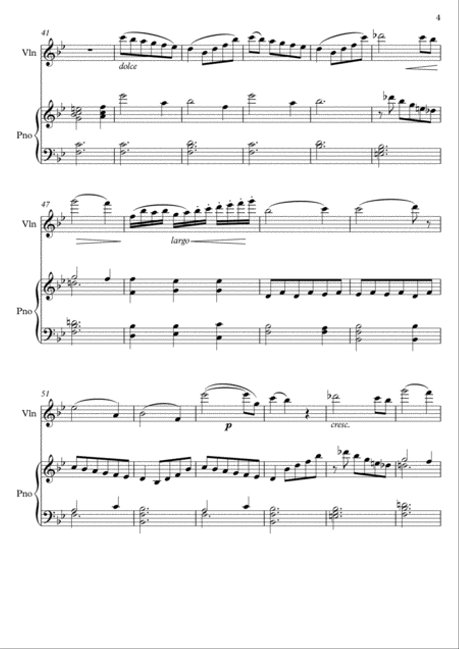 Violin Piano Duet Larghetto Violin Solo scores gallery preview page 4