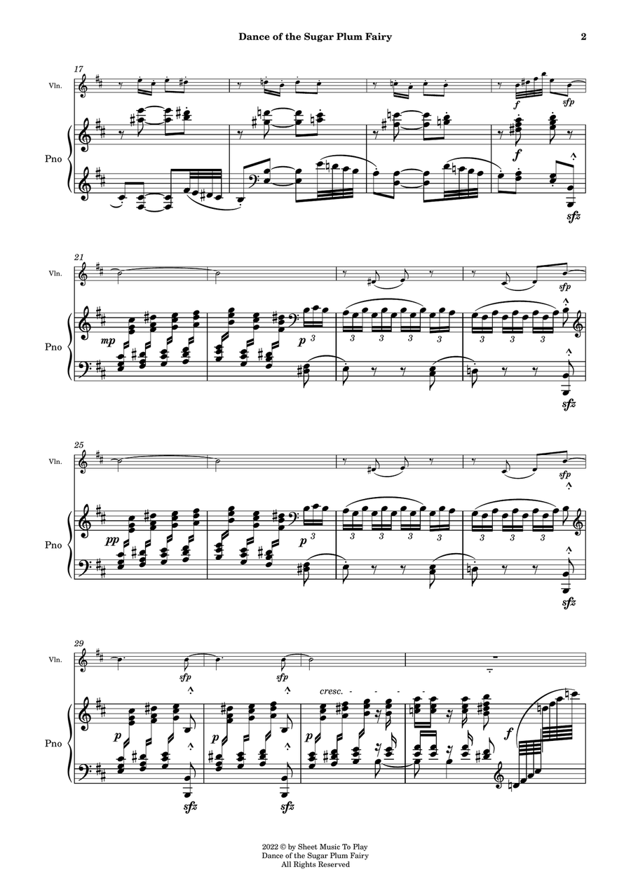 Dance of the Sugar Plum Fairy - Violin and Piano (Full Score and Parts) Violin Solo scores gallery preview page 3