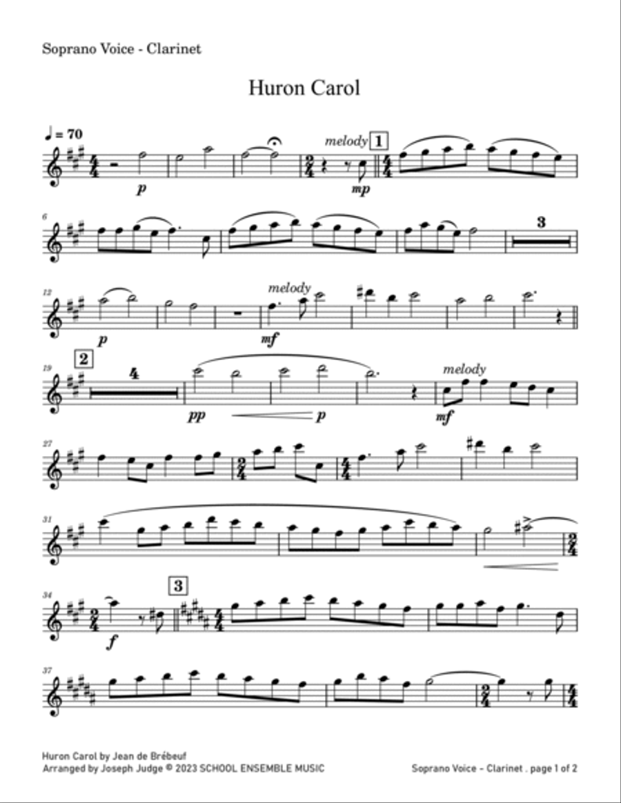 Huron Carol for Clarinet Quartet in Schools Clarinet Quartet scores gallery preview page 5