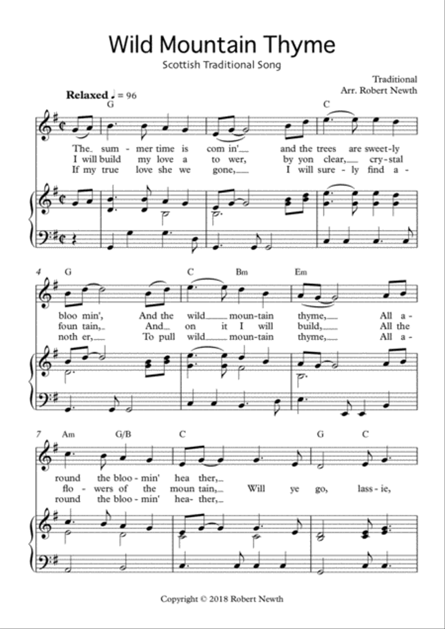 Wild Mountain Thyme - Traditional Scottish Song by Traditional Voice - Digital Sheet Music