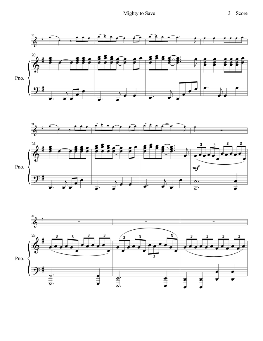 Mighty To Save Piano scores gallery preview page 4