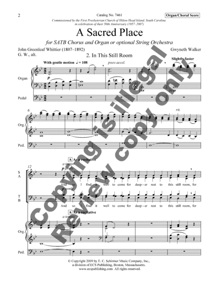 A Sacred Place: 2. In This Still Room (Organ/Choral Score) image number null