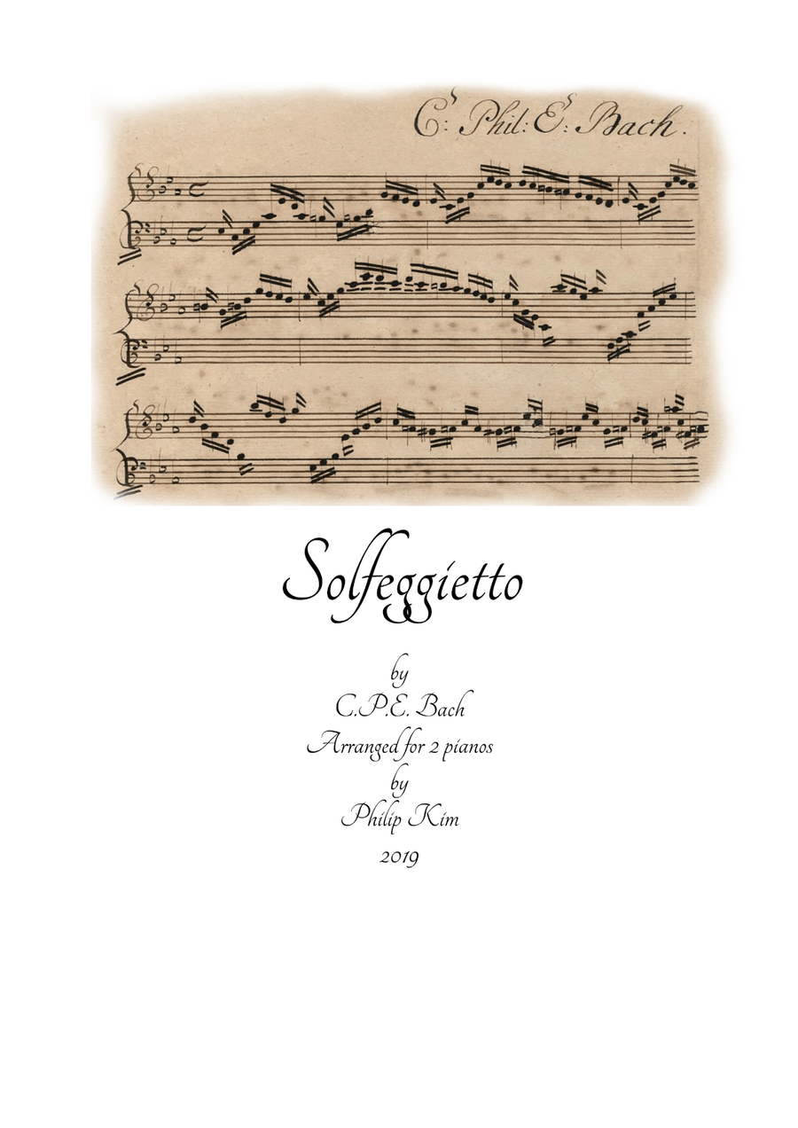 C. P. E. Bach Solfeggietto (Solfeggio) in C minor arranged for 2 pianos Piano Method scores gallery preview page 1