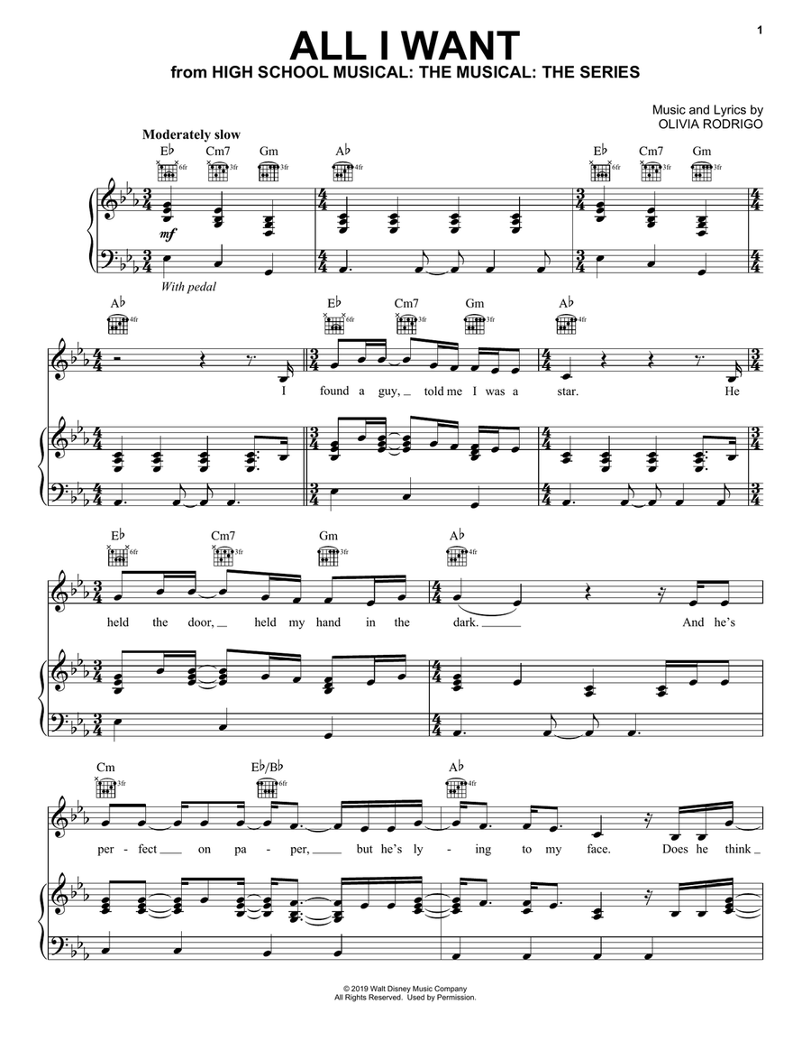 All I Want (from High School Musical: The Musical: The Series) Piano, Vocal, Guitar scores gallery preview page 1