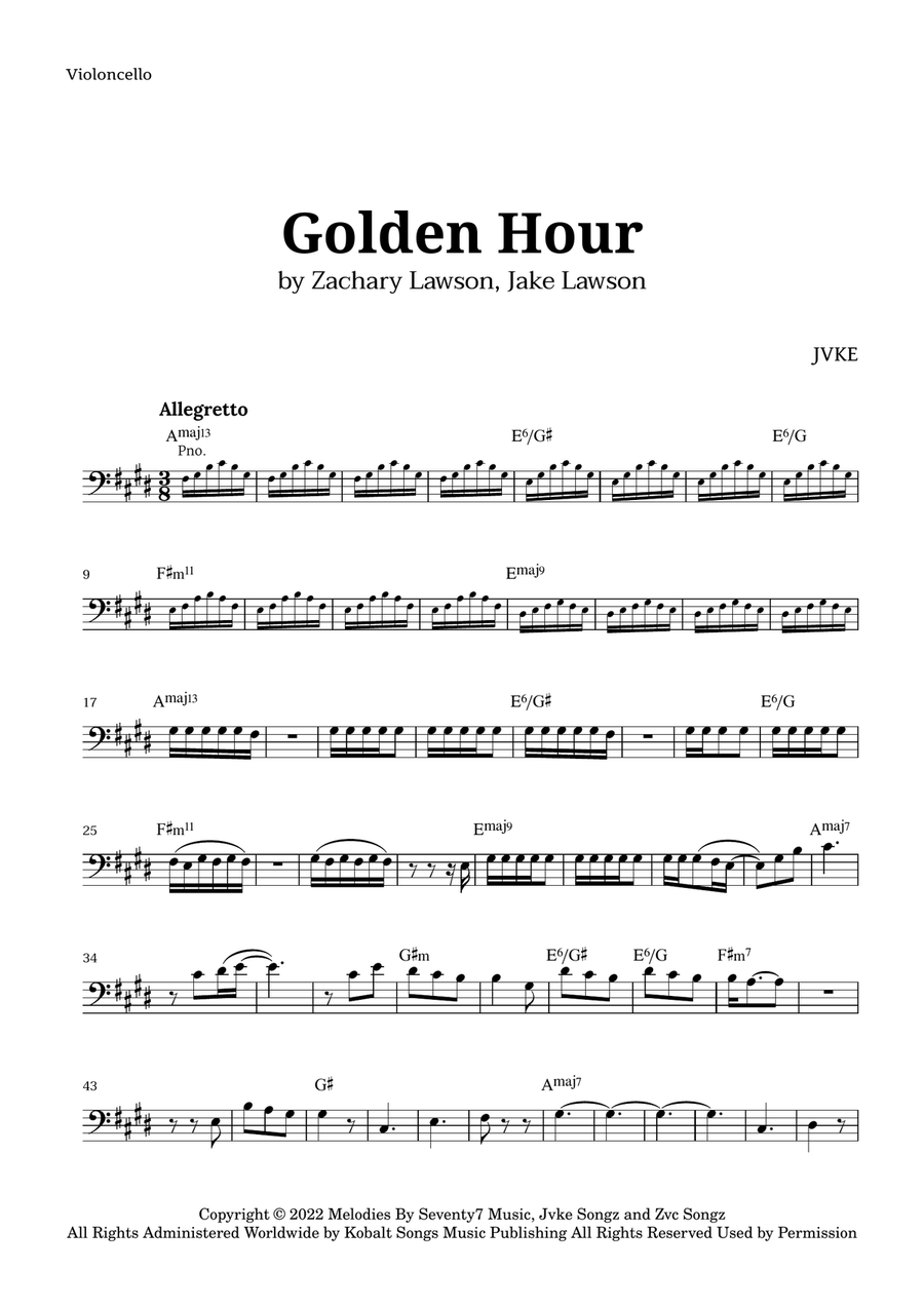 Golden Hour Cello Solo scores gallery preview page 1