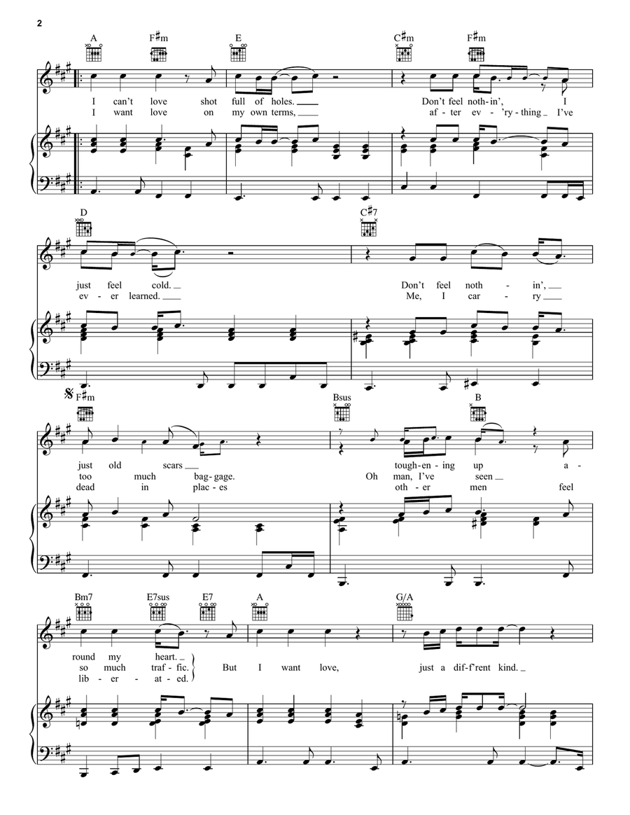 I Want Love Piano, Vocal, Guitar scores gallery preview page 2