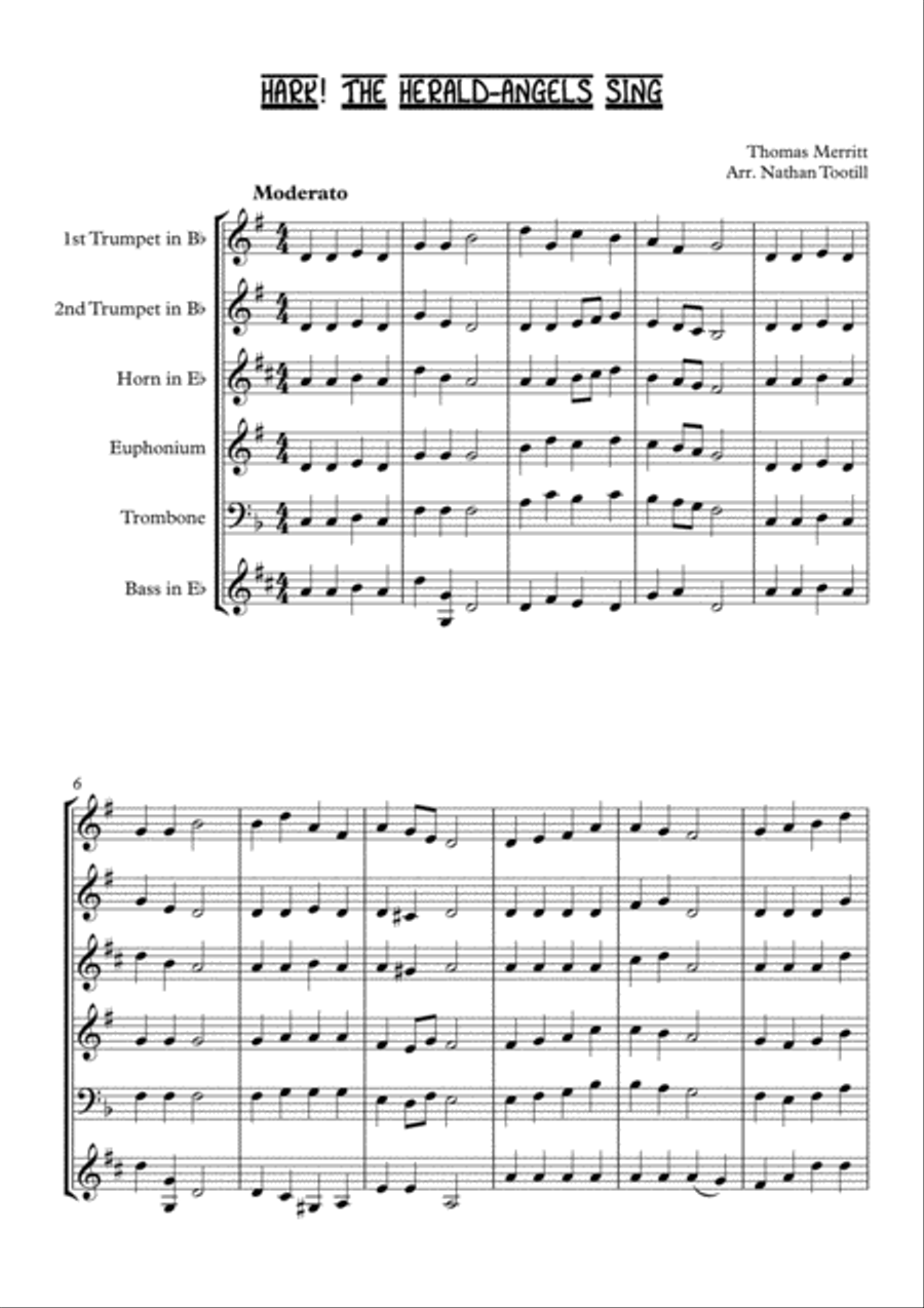Hark The Herald Angels SING Brass Ensemble scores gallery preview page 1