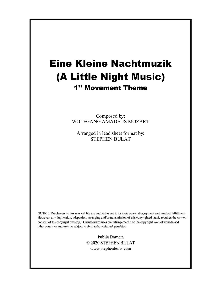 Eine Kleine Nachtmusik (Mozart) - Lead sheet (key of C) Large Ensemble scores gallery preview page 1