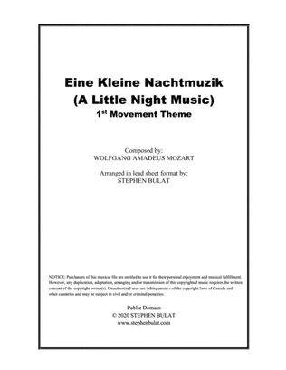 Eine Kleine Nachtmusik (Mozart) - Lead sheet (key of C)