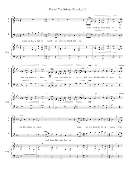 For All Thy Saints, O Lord — SAB voices, organ by Todd Marchand Choir - Digital Sheet Music