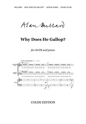 Book cover for Why Does He Gallop? (SATB and piano)