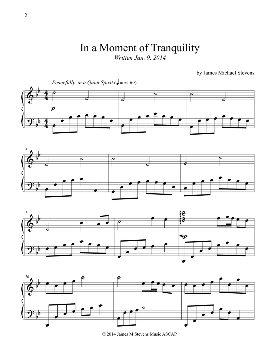 Prayer of Tranquility Piano Solo scores gallery preview page 1