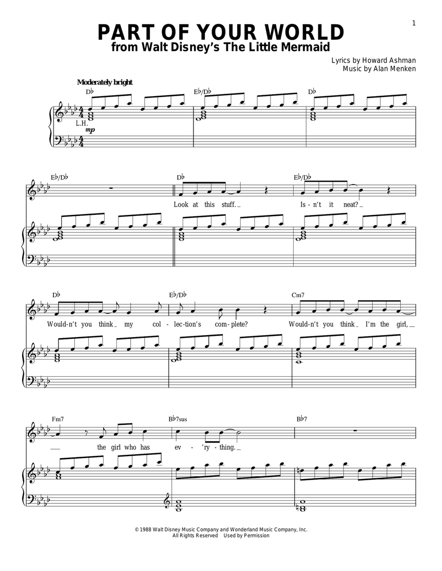 Part Of Your World (from The Little Mermaid) Piano, Vocal scores gallery preview page 1