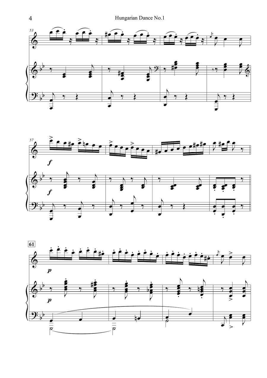 Hungarian Dance.No.1 for Clarinet in Bb and Piano Hungarian Dance.No.1 for Clarinet in Bb and Piano B-Flat Clarinet scores gallery preview page 5