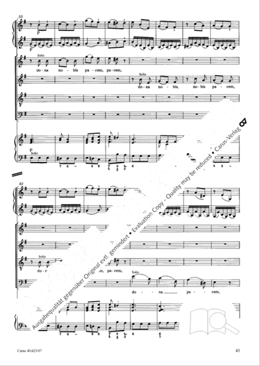 Missa brevis in G major 4-Part scores gallery preview page 44