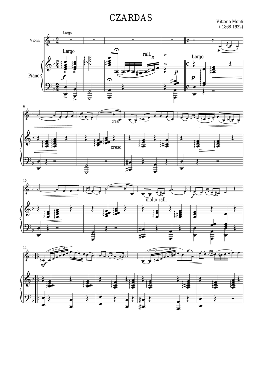 Czardas for violin and piano Violin Solo scores gallery preview page 1