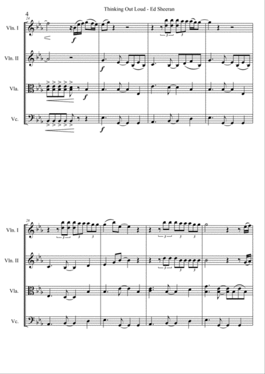 Thinking Out Loud Thinking Out Loud String Quartet scores gallery preview page 4