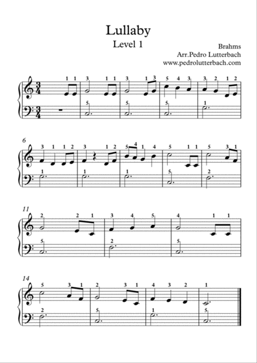 Lullaby Easy Piano scores gallery preview page 1