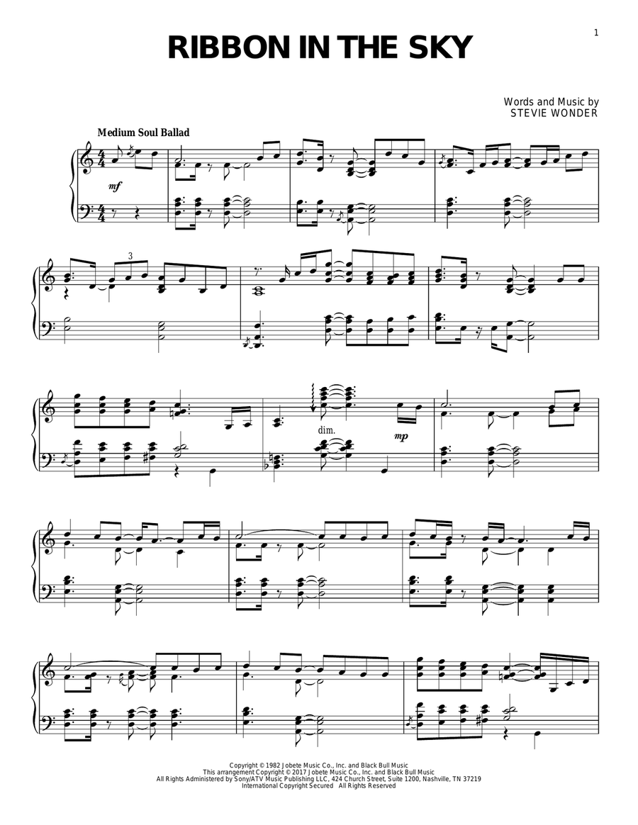 Ribbon In The Sky Piano Solo scores gallery preview page 1