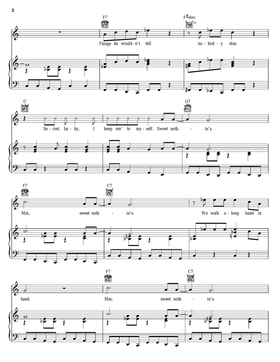 Sweet Nothin's Piano, Vocal, Guitar scores gallery preview page 2
