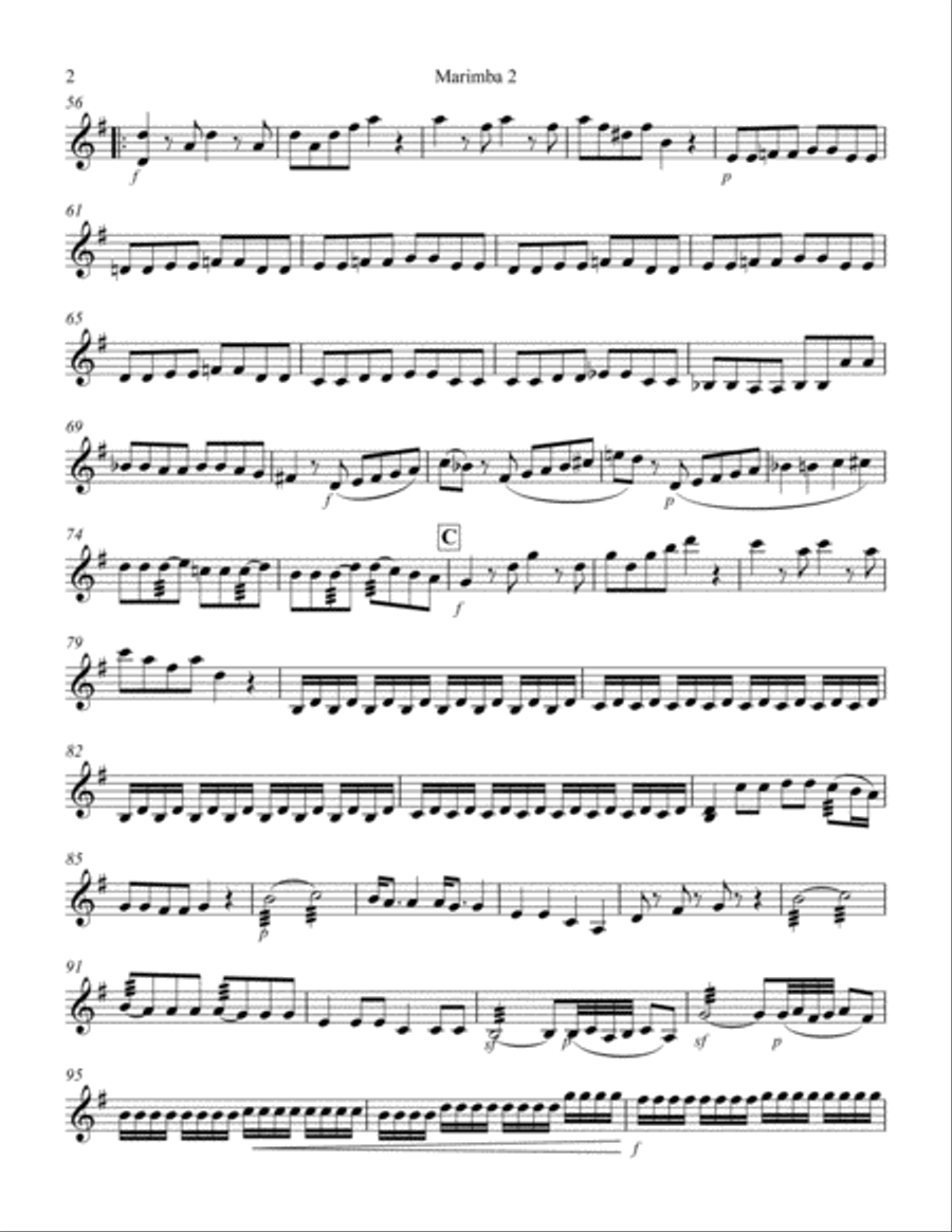 Allegro from Eine Kleine Nachtmusik for Marimba Quartet Percussion Ensemble scores gallery preview page 6