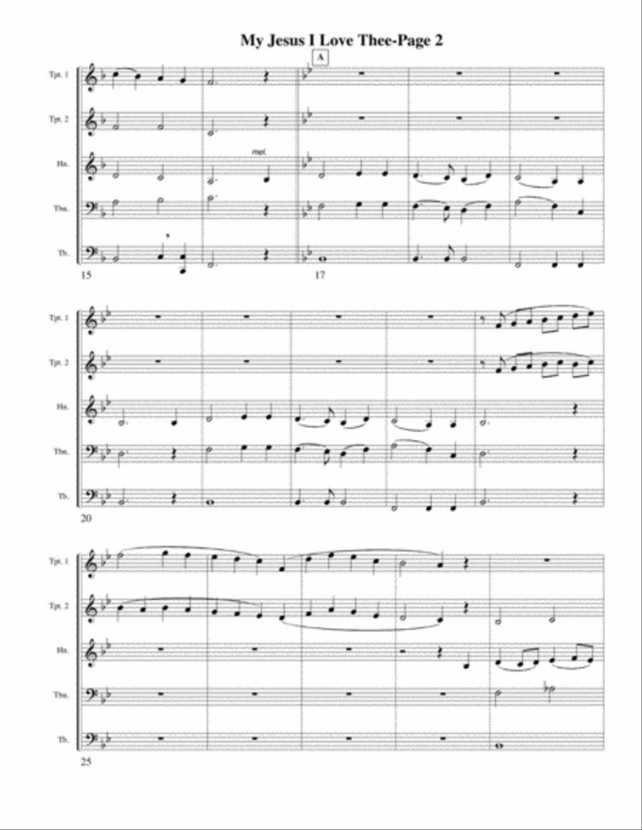 My Jesus I Love Thee for Brass Quintet Brass Quintet scores gallery preview page 2
