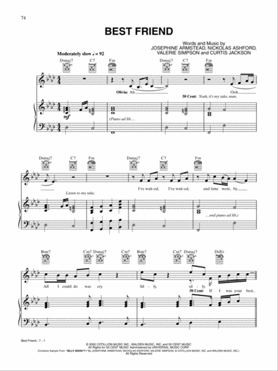 Best Friend Piano, Vocal, Guitar scores gallery preview page 1