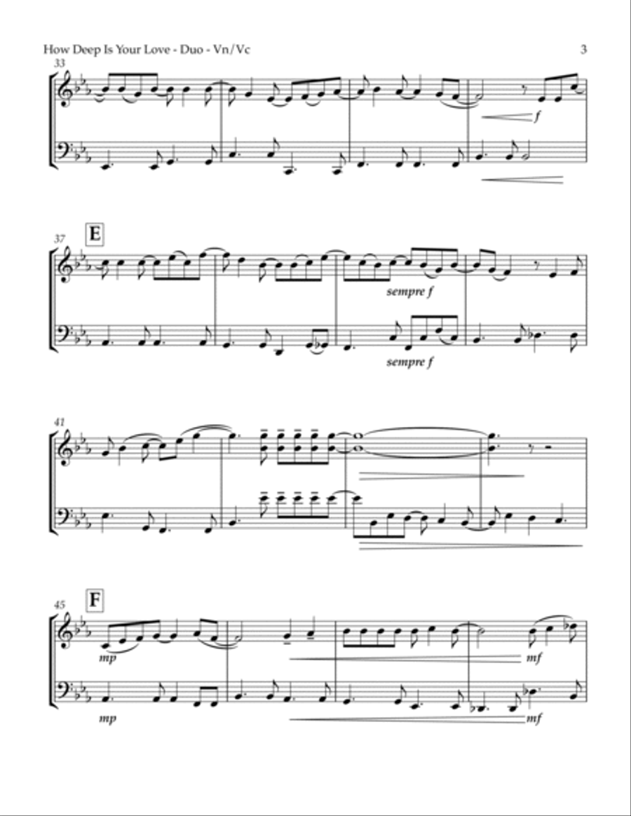 How Deep Is Your Love String Duet scores gallery preview page 5