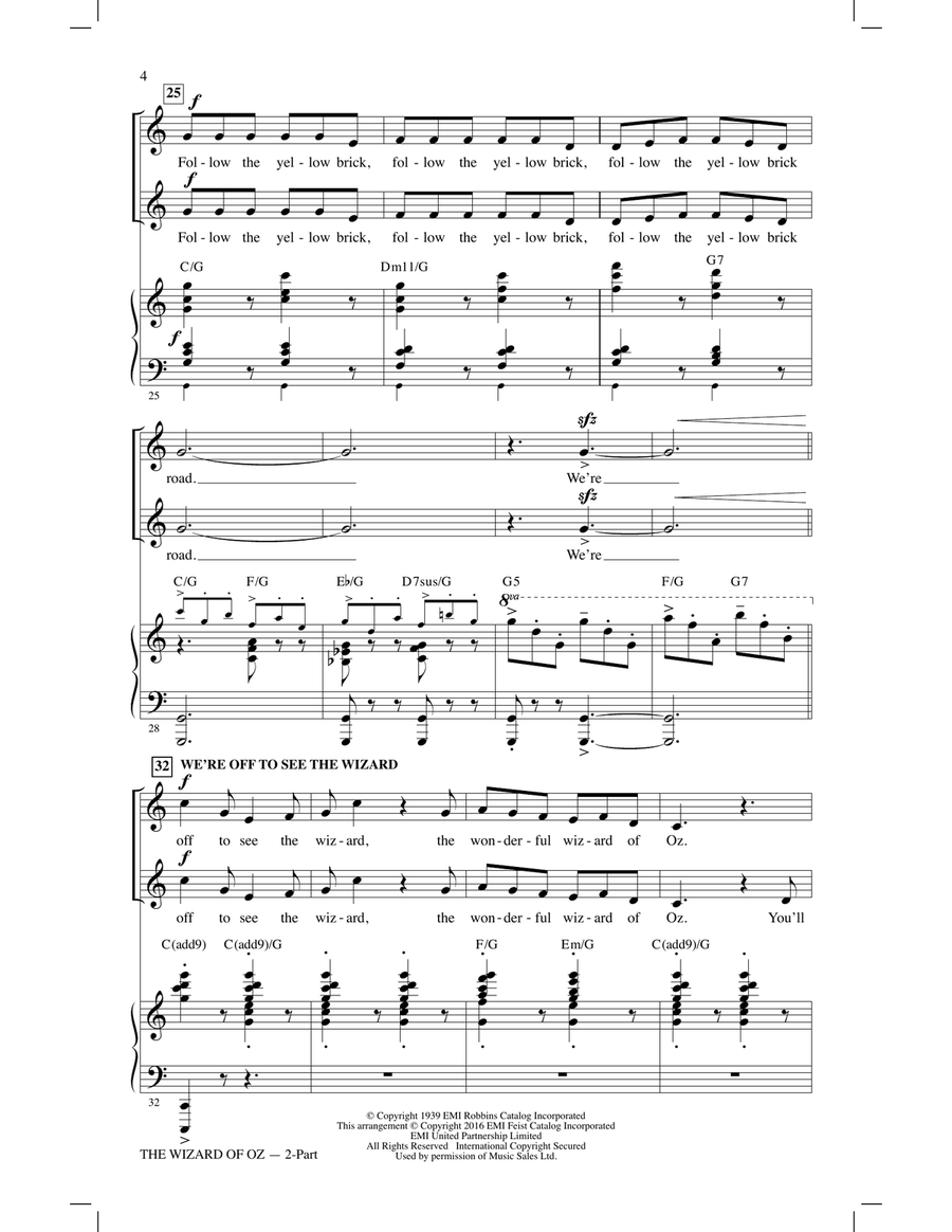 The Wizard of Oz (Choral Medley) 2-Part scores gallery preview page 3