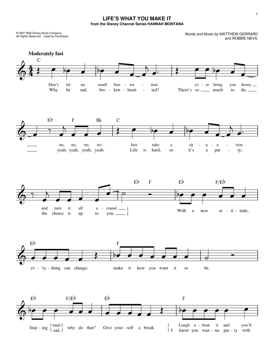 Life's What You Make It Piano scores gallery preview page 1